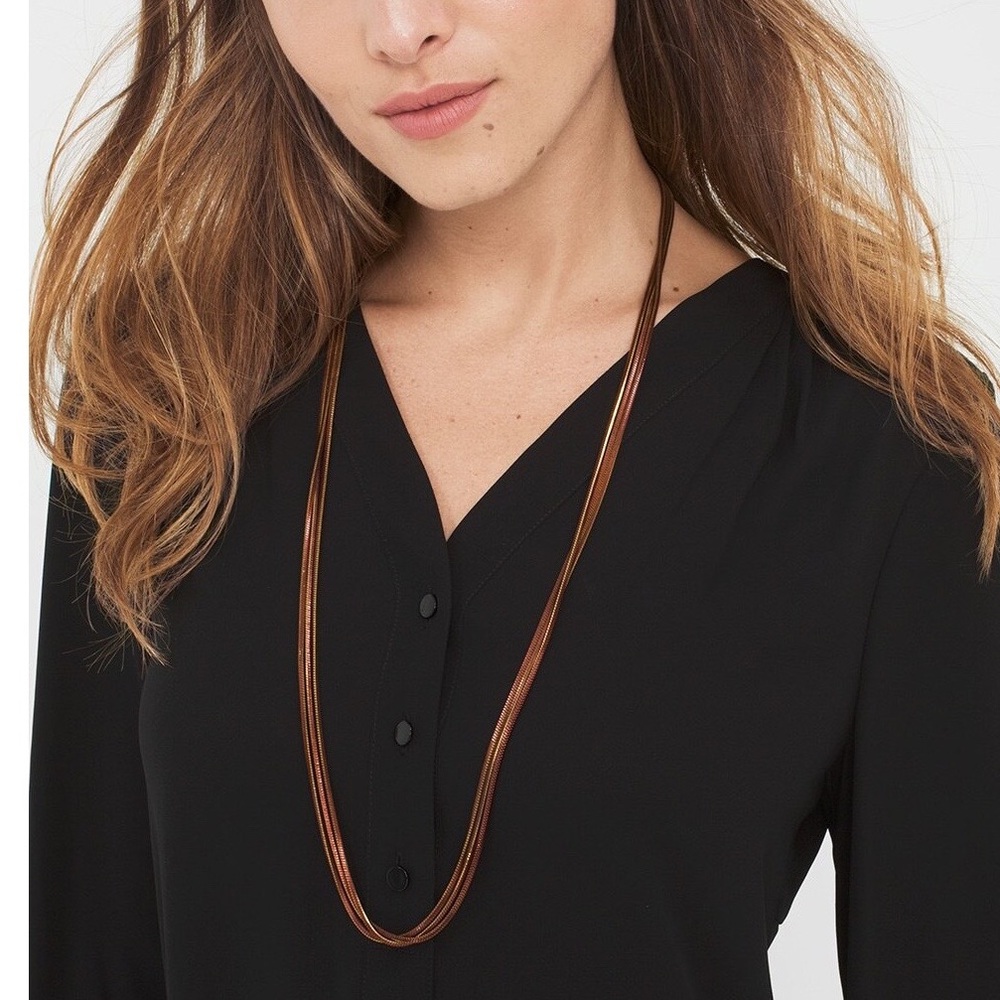 WHBM GOLD & BURGUNDY MULTI-CHAIN LONG NECKLACE